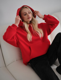 Damska bluza z kapturem Staff red oversize fleece