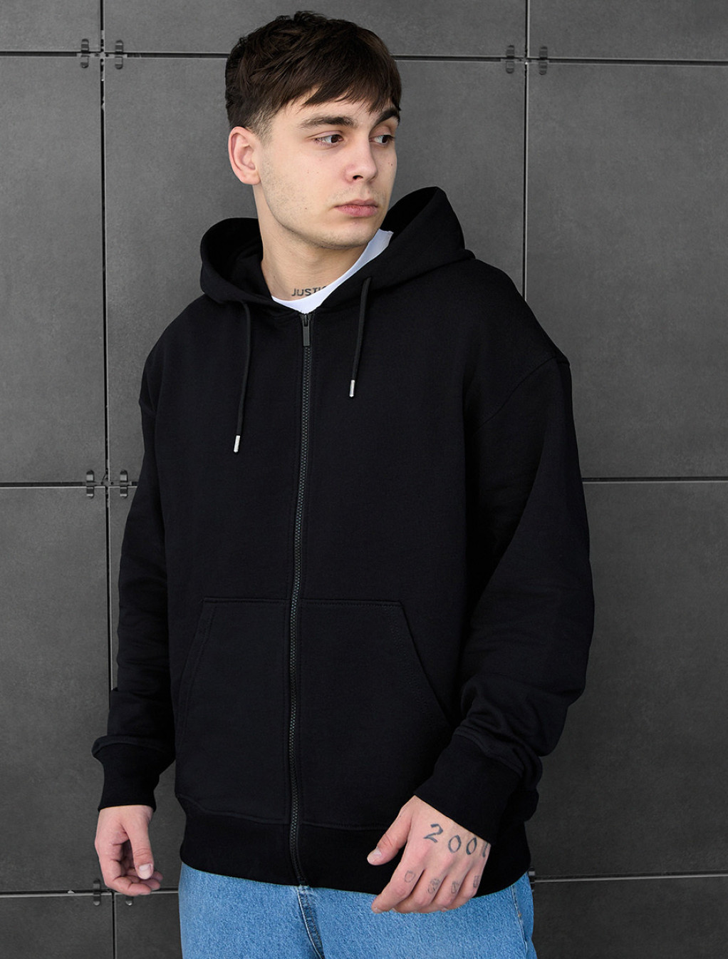 Bluza z kapturem Staff black zip oversize