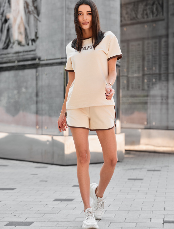 Komplet koszulka + spodenki Staff ku light beige
