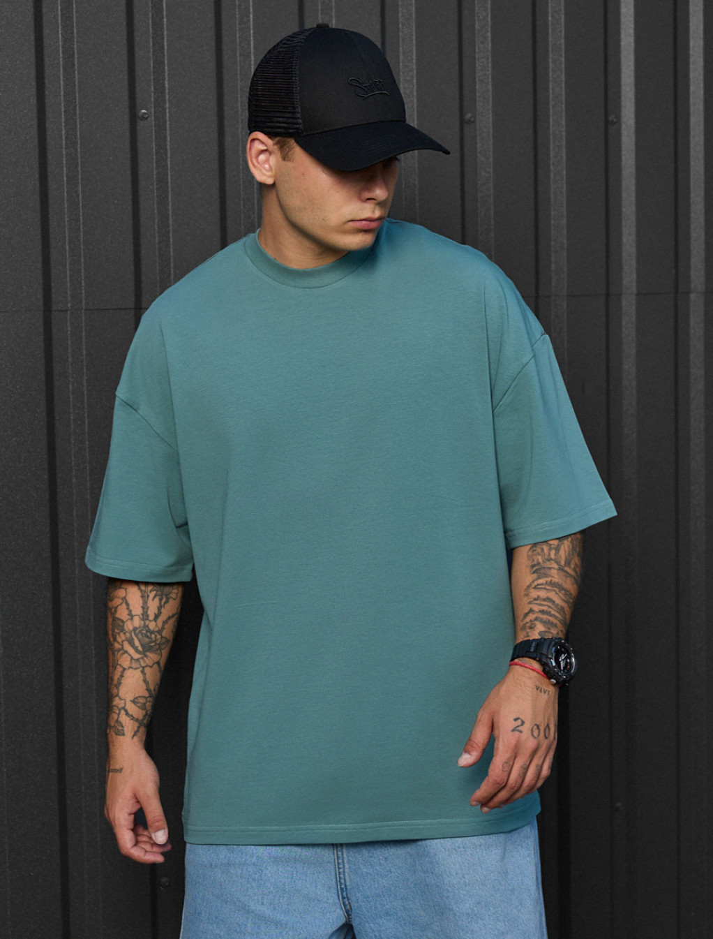 Koszulka Staff dark turquoise oversize
