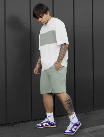 Komplet koszulka + spodenki Staff patt white & light olive