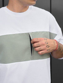 Komplet koszulka + spodenki Staff patt white & light olive oversize
