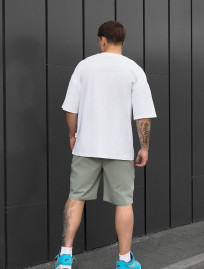 Komplet koszulka + spodenki Staff patt white & light olive oversize