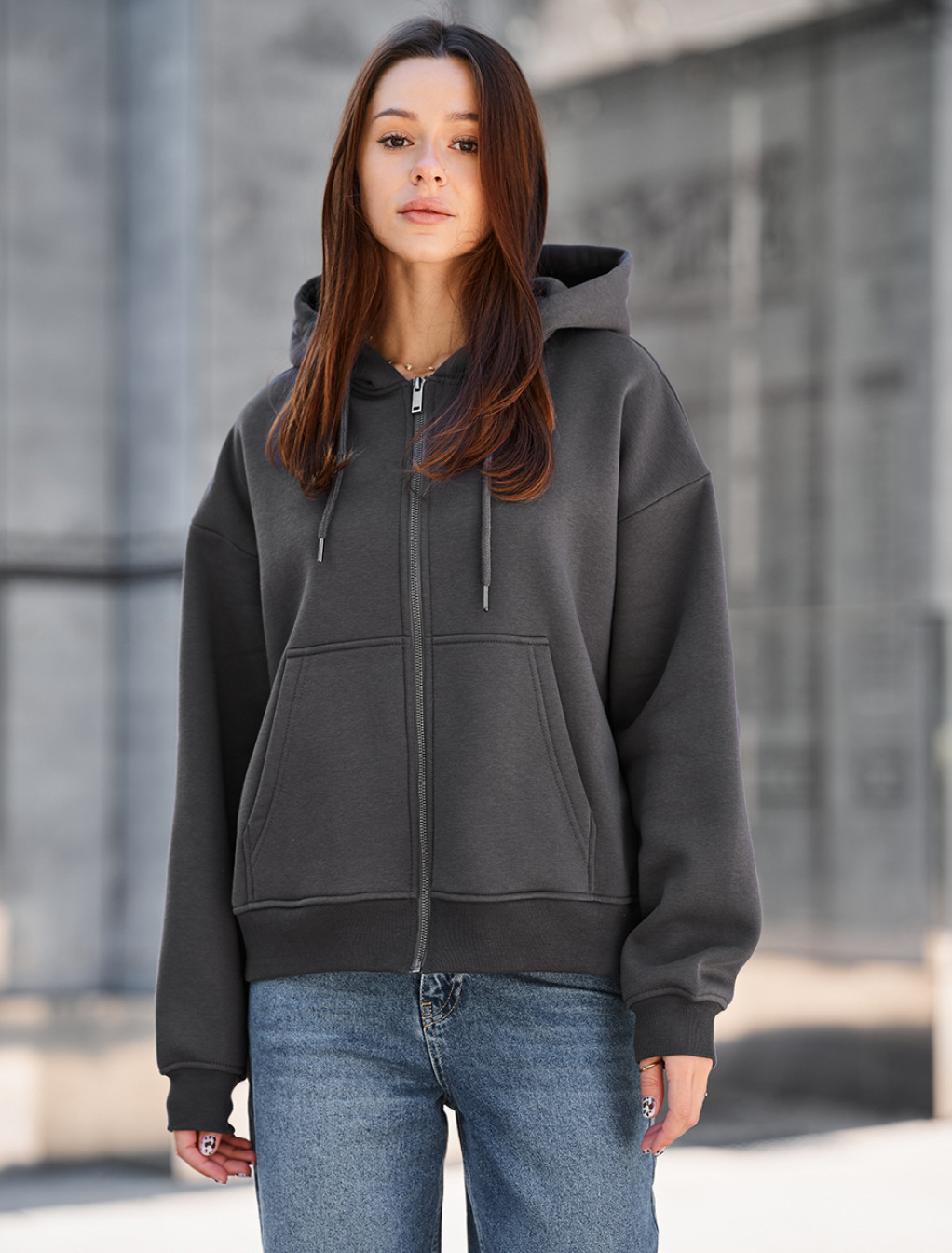 Bluza Staff fiz dark gray oversize fleece