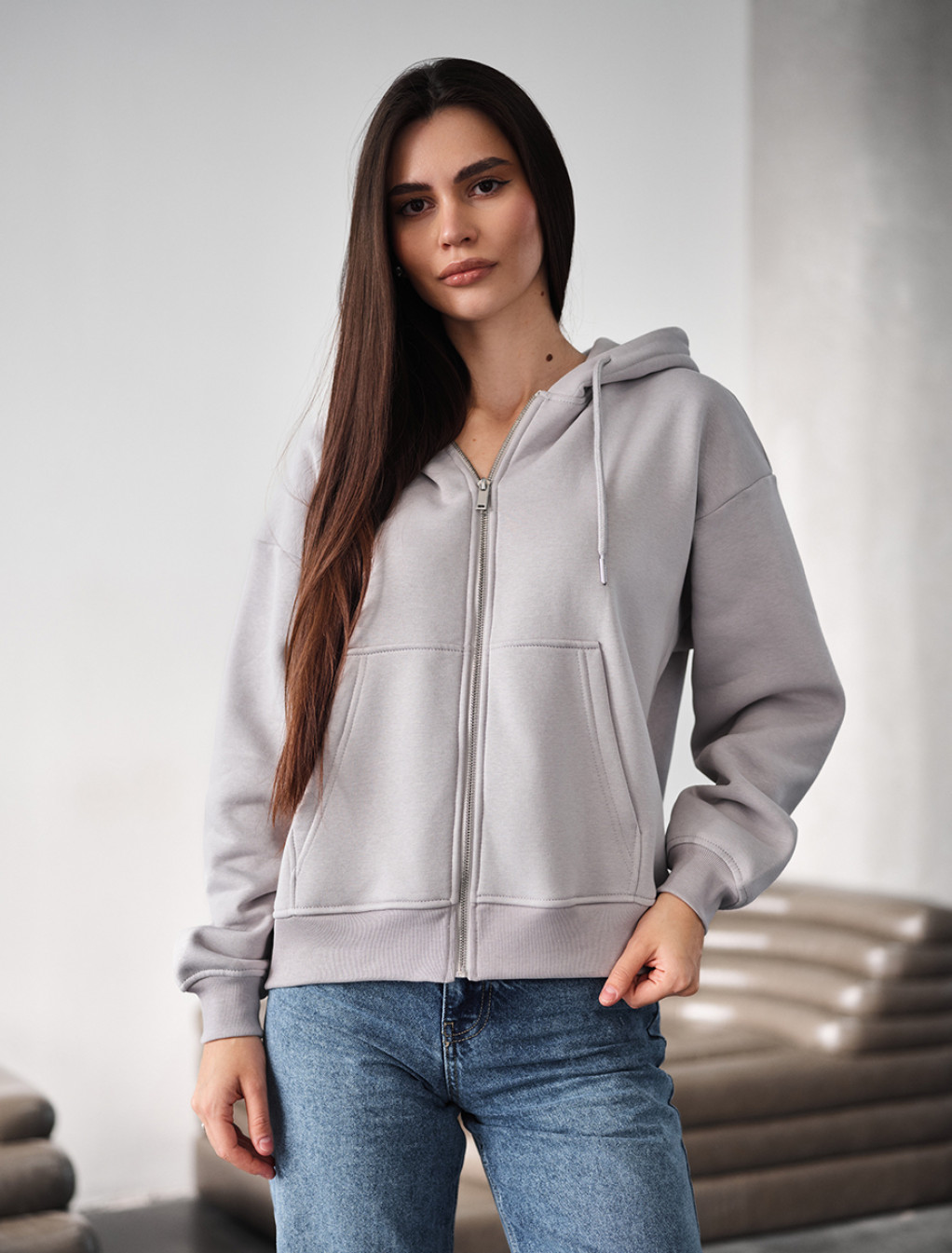 Bluza Staff fiz light gray oversize fleece