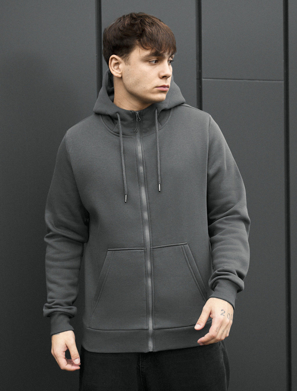 Bluza Staff zip basic dark gray fleece