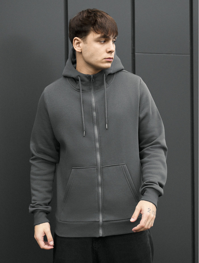 Bluza Staff zip basic dark gray fleece