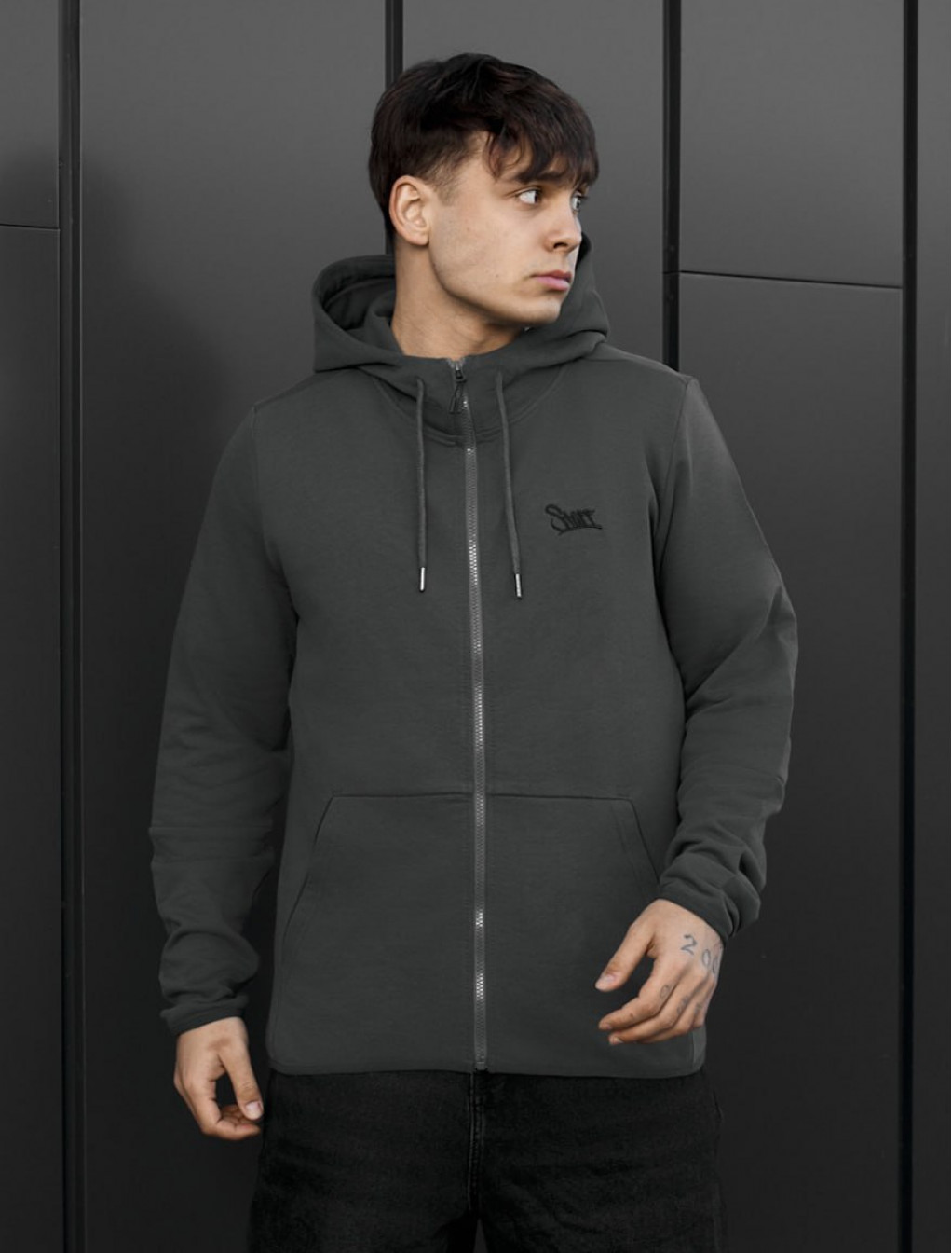 Bluza Staff logo zip dark gray