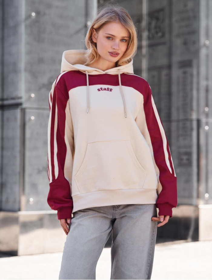 Bluza Staff pas logo milk & bordo
