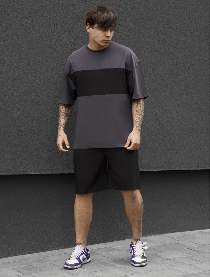 Komplet koszula + spodenki Staff patt dark gray & black