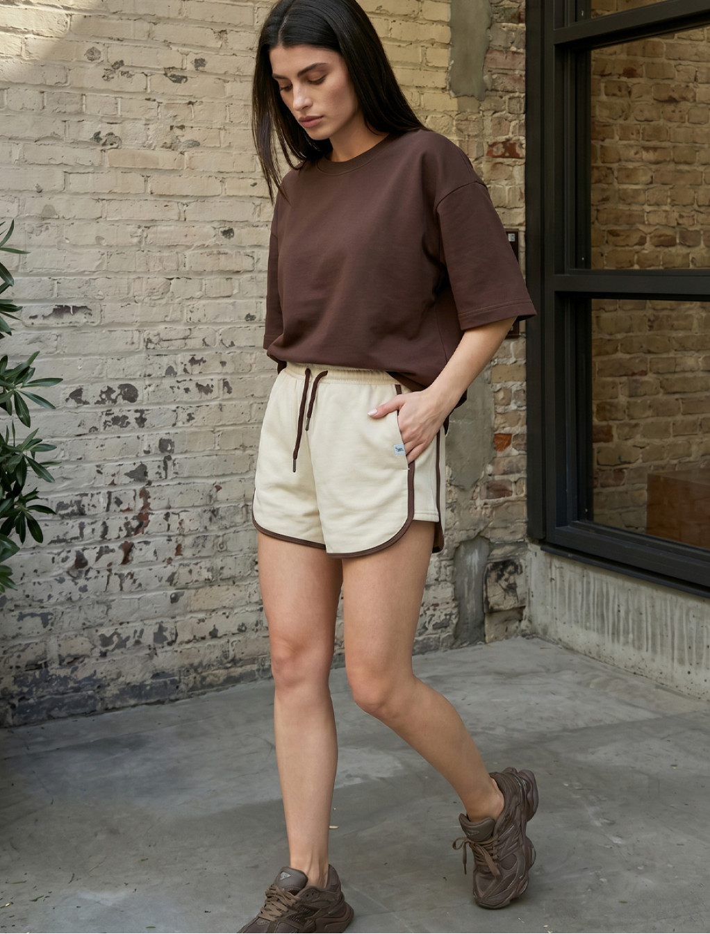 Spodenki Staff af light beige & brown
