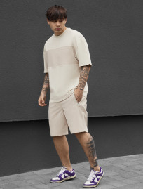 Komplet koszulka + spodenki Staff patt light beige