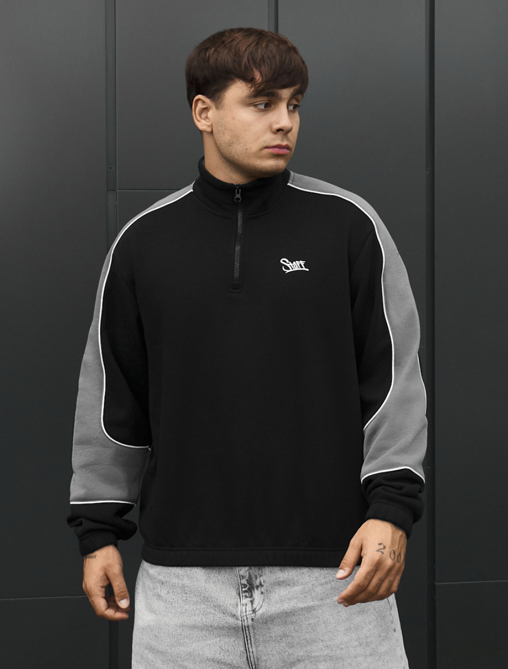 Olimpijka Staff black & gray logo oversize fleece
