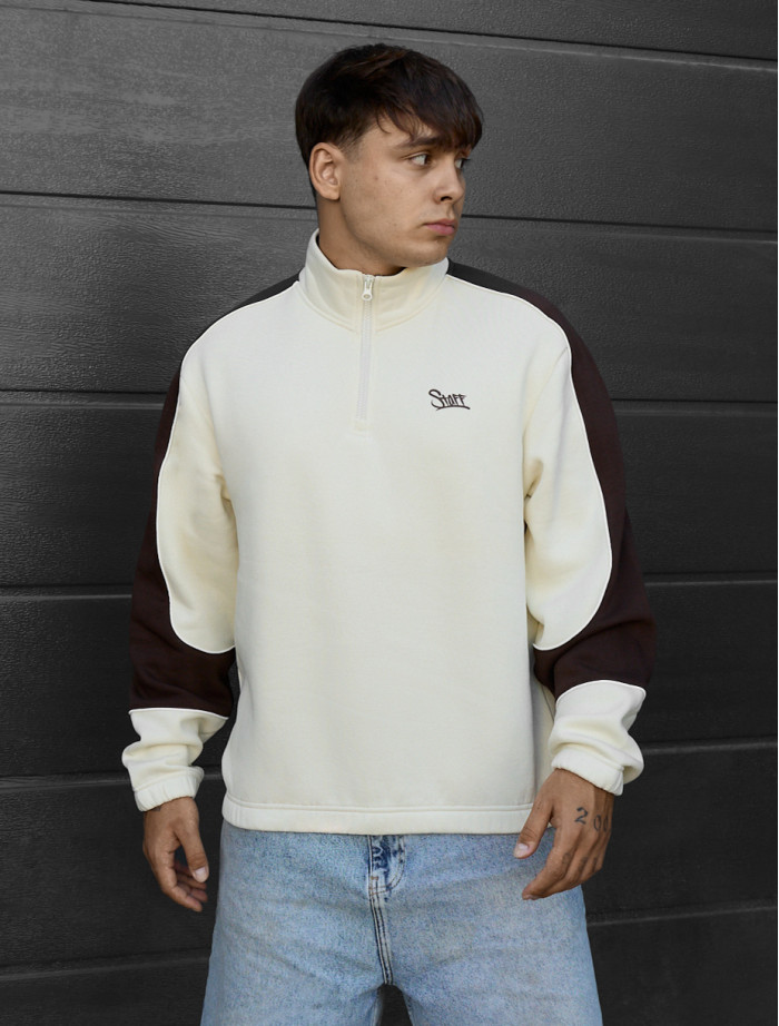 Olimpijka Staff milk & dark brown logo reflective oversize fleece