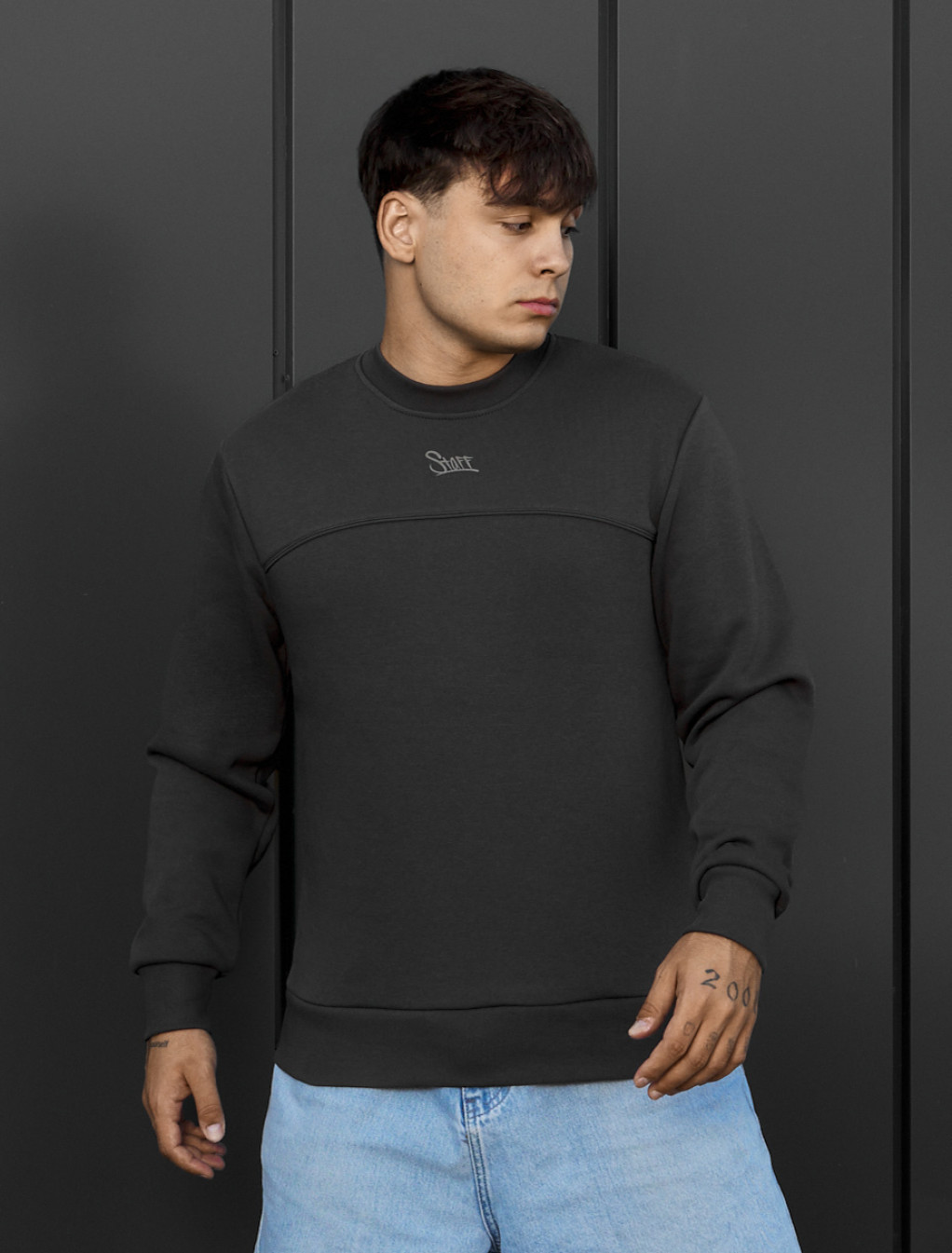 Bluza Staff logo dark gray reflective fleece