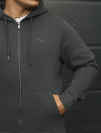 Bluza Staff vi zip logo dark gray fleece