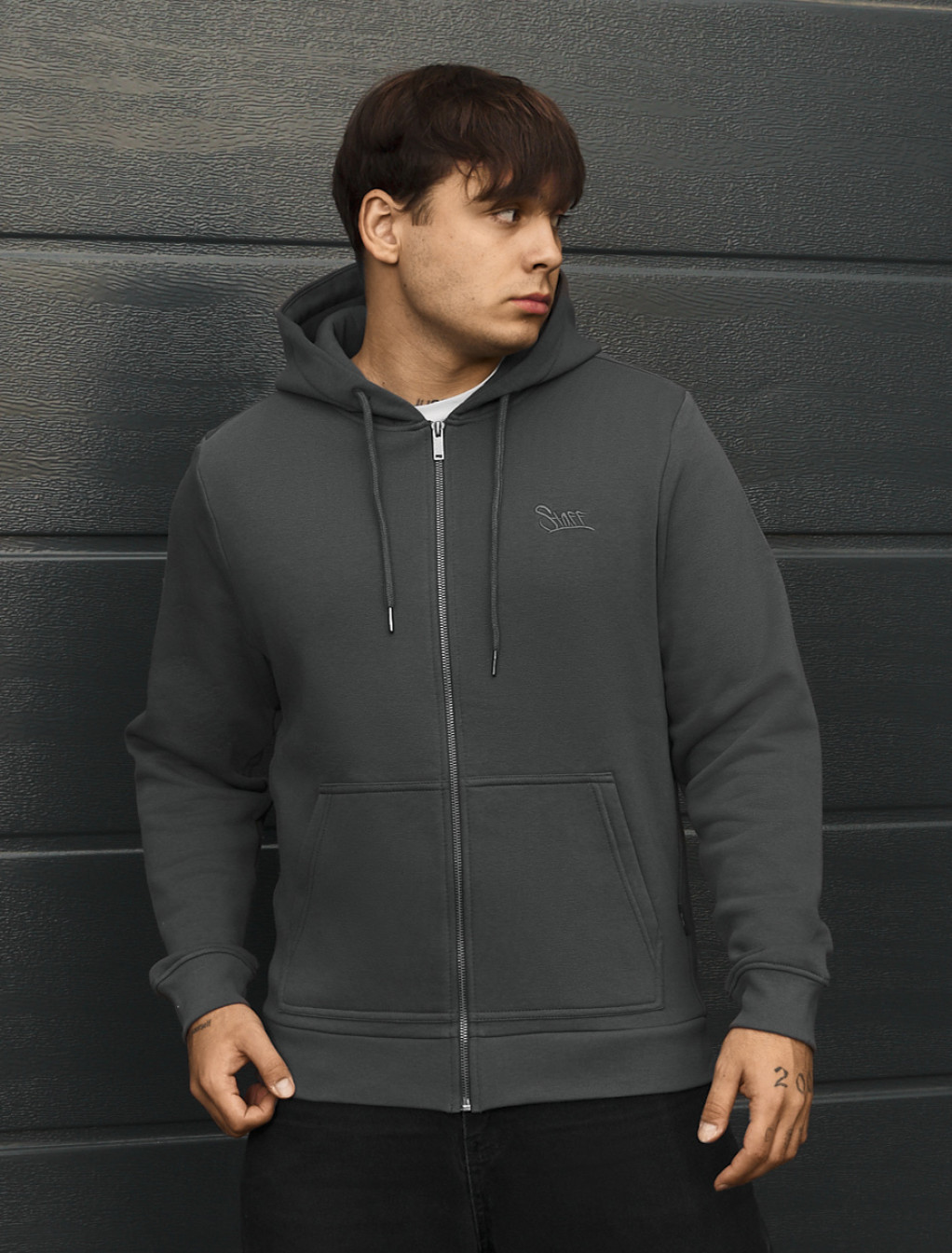 Bluza Staff vi zip logo dark gray fleece