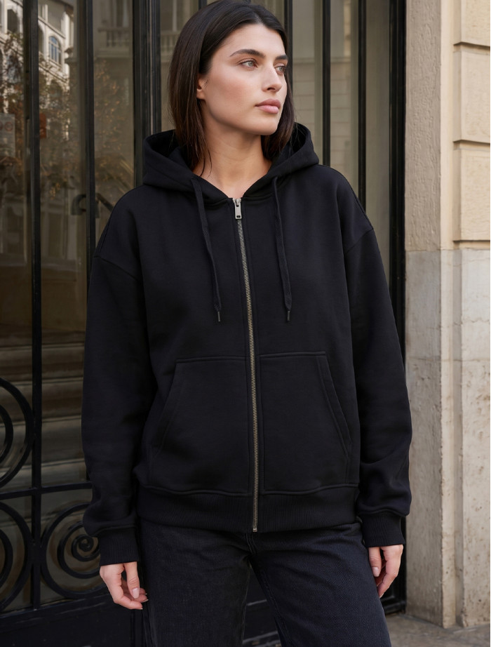 Bluza Staff fiz zip black oversize fleece