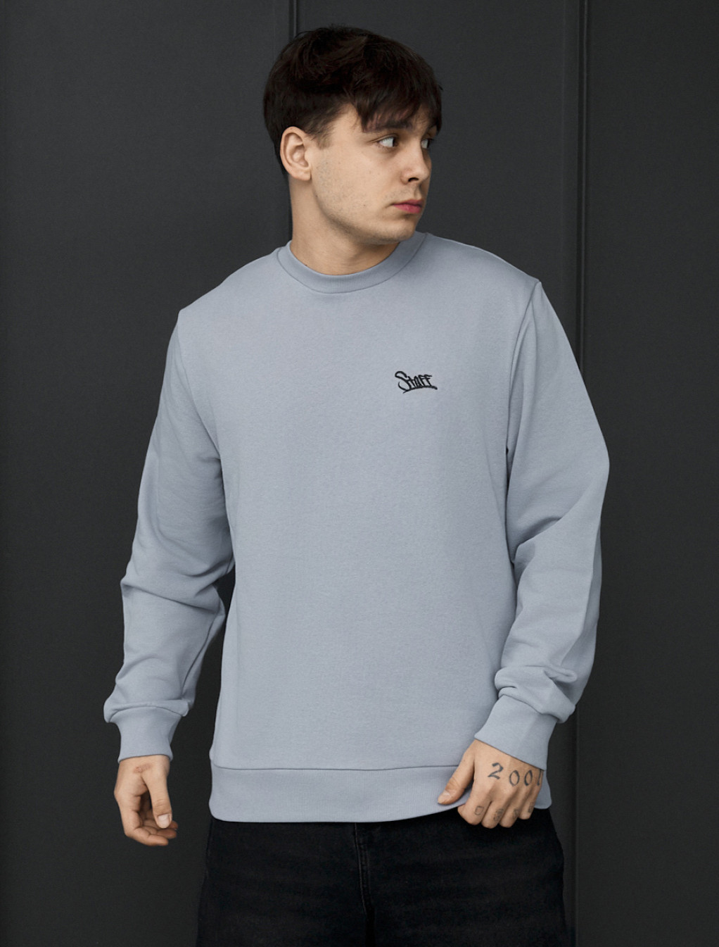 Bluza Staff logo light gray & blue