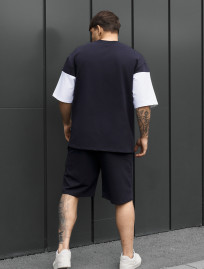 Komplet koszulka + spodenki Staff hv navy & white logo oversize