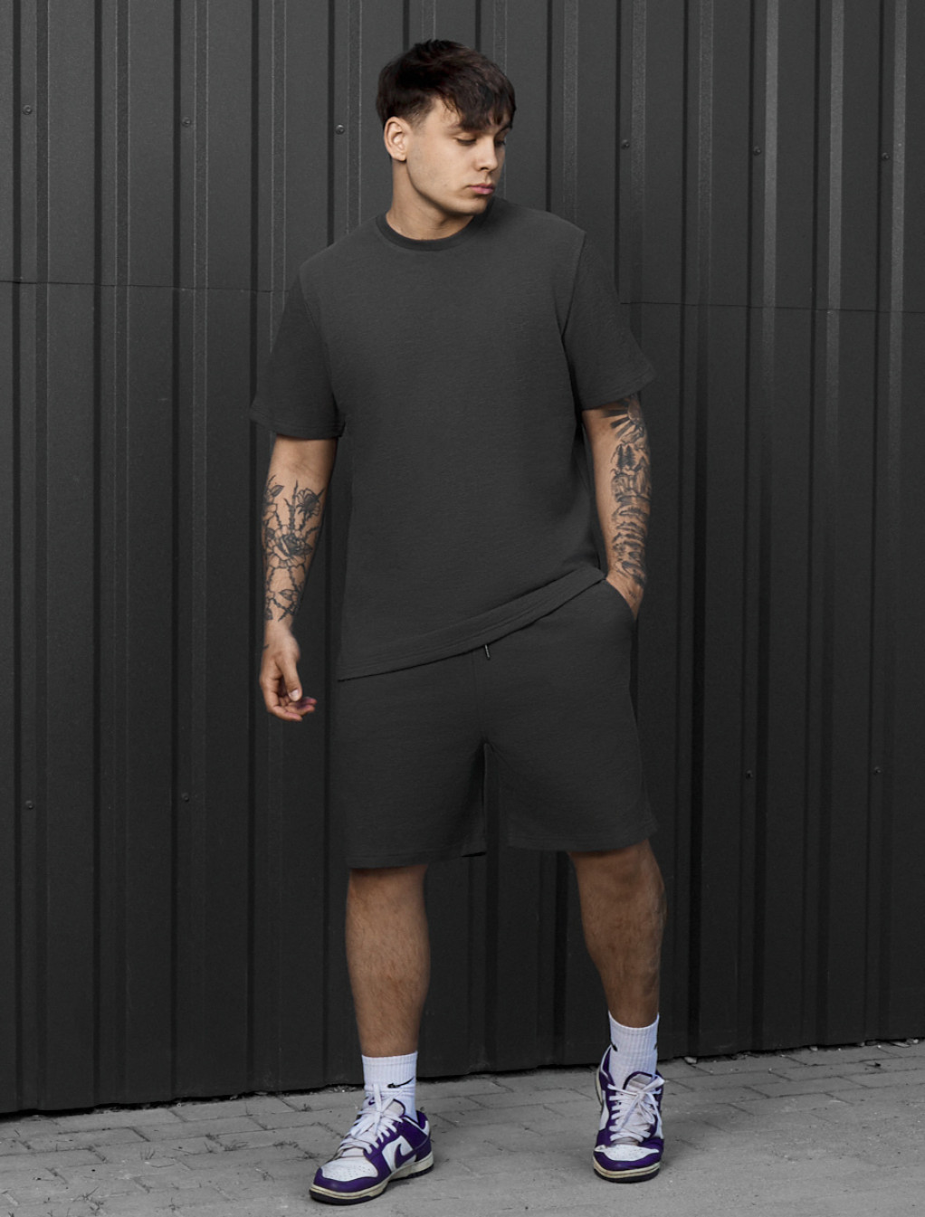 Komplet koszulka + spodenki Staff vic dark gray