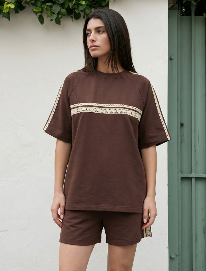 Komplet koszulka + spodenki Staff mer brown oversize
