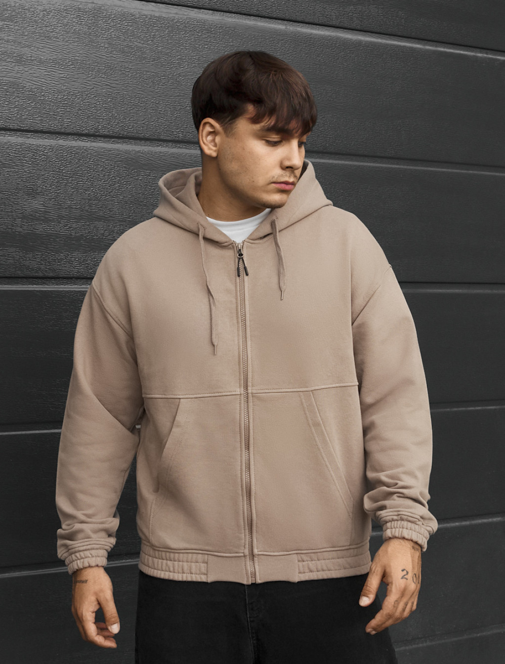 Bluza Staff zip beige oversize
