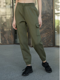Damskie spodnie dresowe Staff cargo khaki fleece