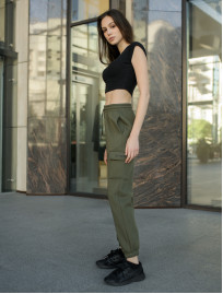 Damskie spodnie dresowe Staff cargo khaki fleece