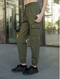 Damskie spodnie dresowe Staff cargo khaki fleece