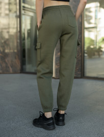 Damskie spodnie dresowe Staff cargo khaki fleece
