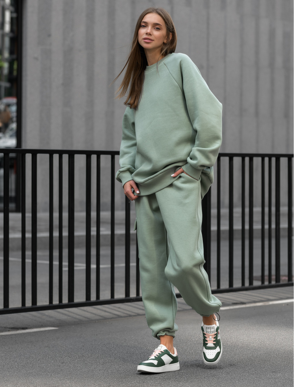 Damski dres sportowy Staff cl light green oversize fleece