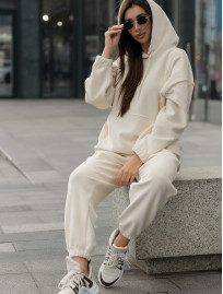 Damski dres sportowy Staff velure milk oversize fleece