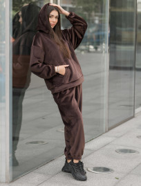 Damski dres sportowy Staff velure brown oversize fleece