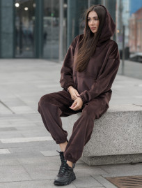 Damski dres sportowy Staff velure brown oversize fleece