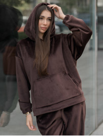 Damski dres sportowy Staff velure brown oversize fleece