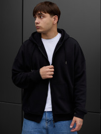 Bluza z kapturem Staff zip black oversize fleece