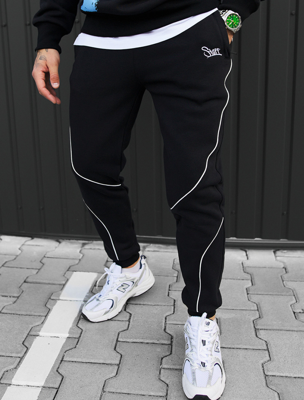 Spodnie sportowe Staff jnx logo kant black fleece