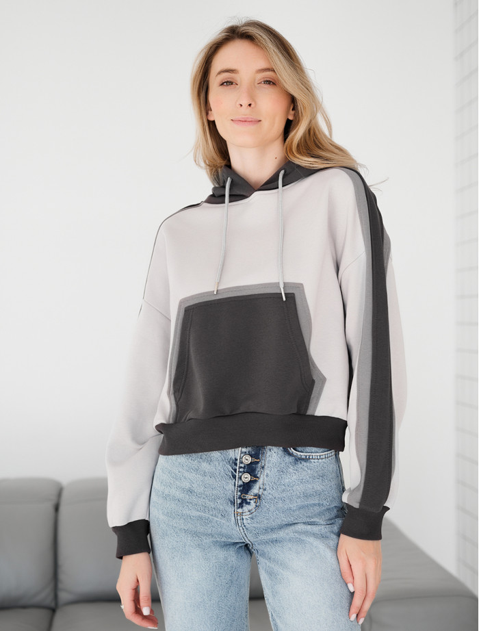 Damska bluza Staff twi light gray & gray oversize