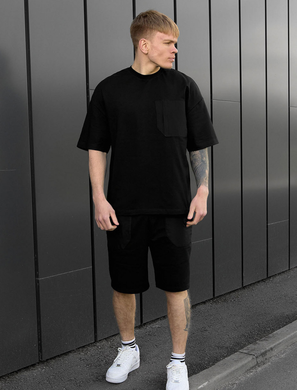 Komplet koszula + spodenki Staff kas black oversize