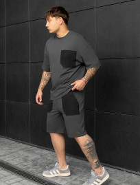 Komplet koszulka + spodenki Staff kas dark gray oversize