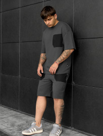 Komplet koszulka + spodenki Staff kas dark gray oversize