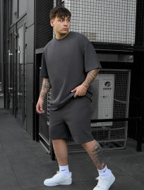 Komplet koszulka + spodenki Staff vic dark gray oversize
