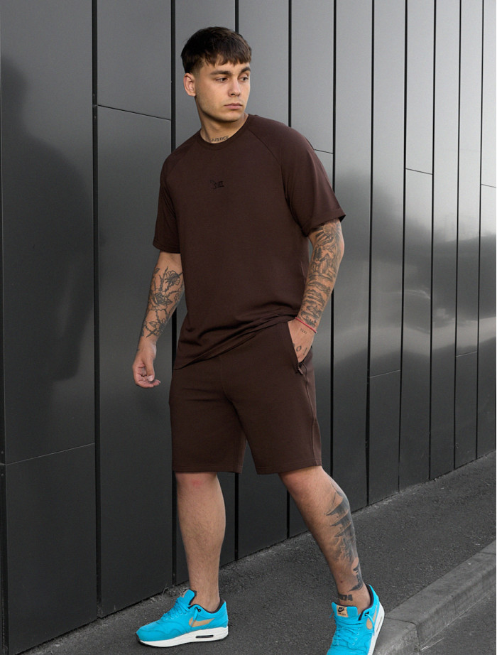 Komplet koszulka + spodenki Staff mb dark brown