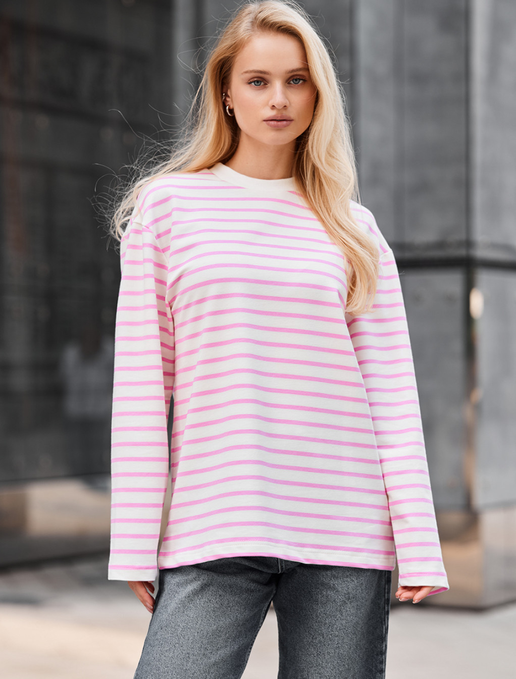 Longsleeve Staff os pink & white