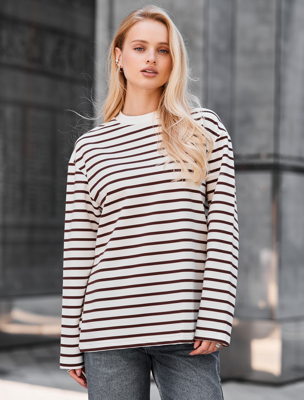 Longsleeve Staff os brown & white