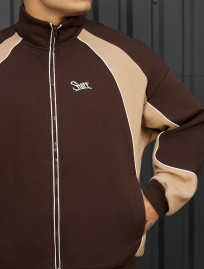 Bluza Staff mi brown & beige reflective oversize fleece