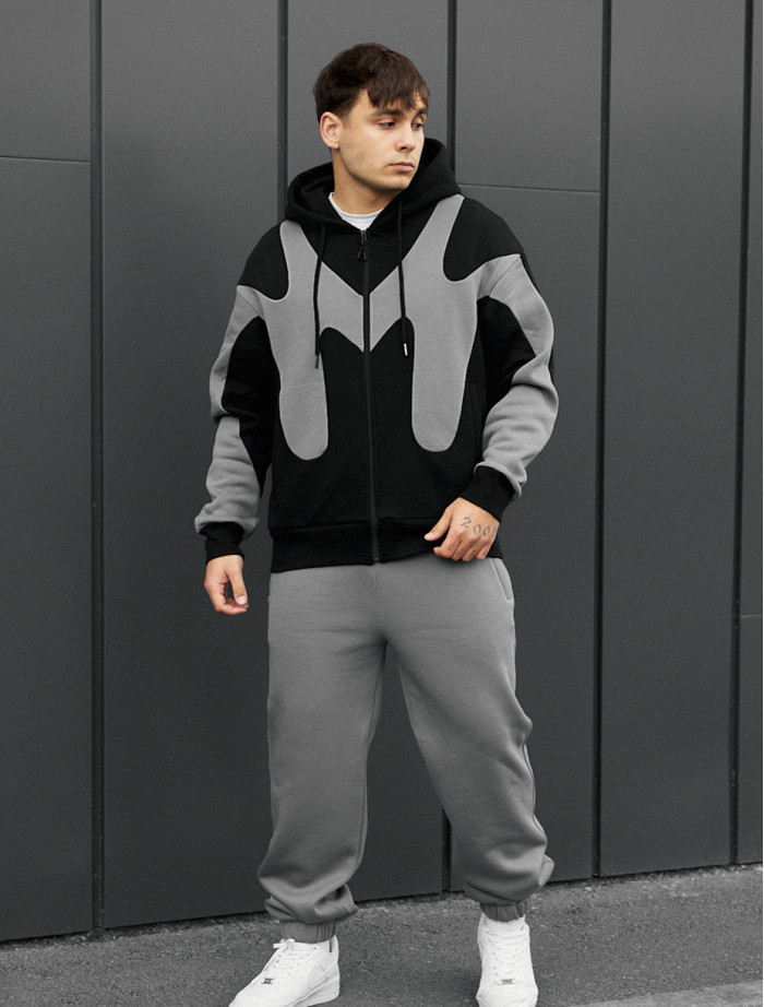 Dres Staff far black & gray oversize fleece