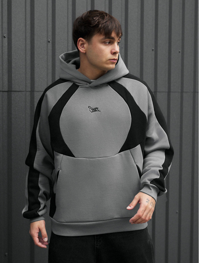 Bluza Staff gray & black logo oversize fleece