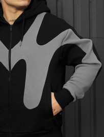 Bluza Staff fa gray & black zip oversize fleece